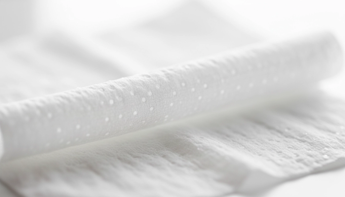 نمای نزدیک از بافت ضخیم، نرم و مرطوب دستمال مرطوب نوزاد