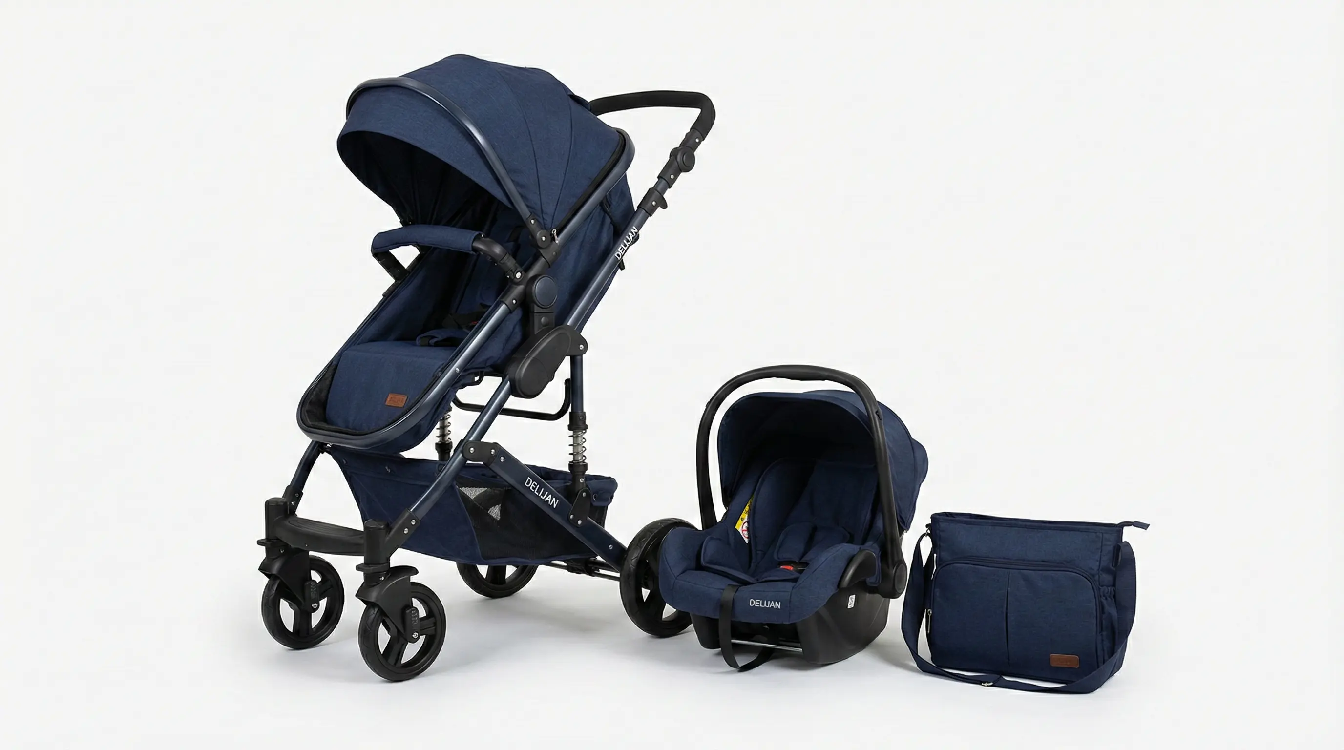 سرویس کامل کالسکه دلیجان مدل بنیتا شامل کالسکه، کریر و ساک لوازم نوزاد