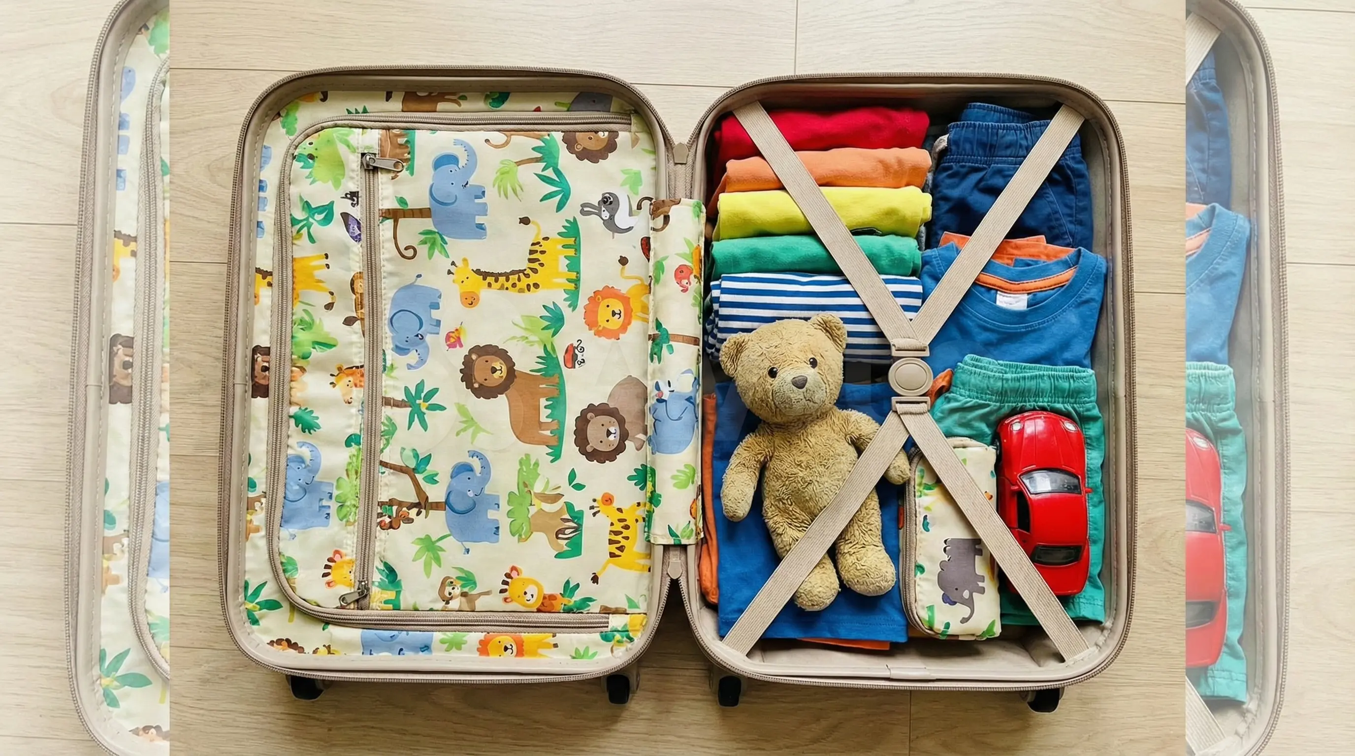 فضای داخلی چمدان مسافرتی کودک و نظم دهنده لباس