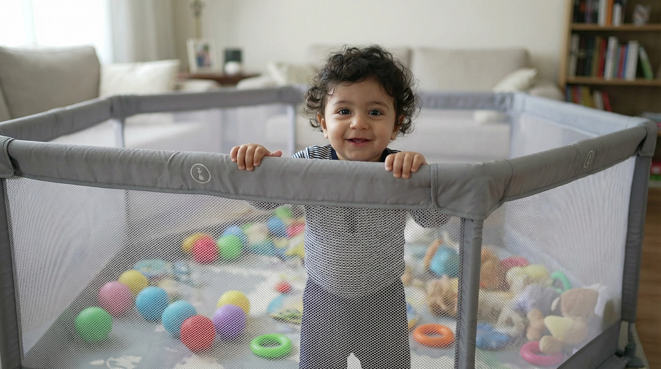 پارک بازی کودک توری و حفاظ دار برای بازی امن در خانه