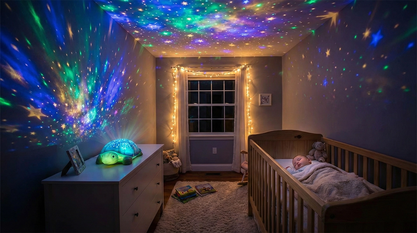 چراغ خواب نوزاد موزیکال و پروژکتور دار طرح ستاره