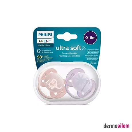 پستانک فوق العاده نرم دخترانه بسته 2 عددی 0-6 ماه SCF091/09 فیلیپس - Philips