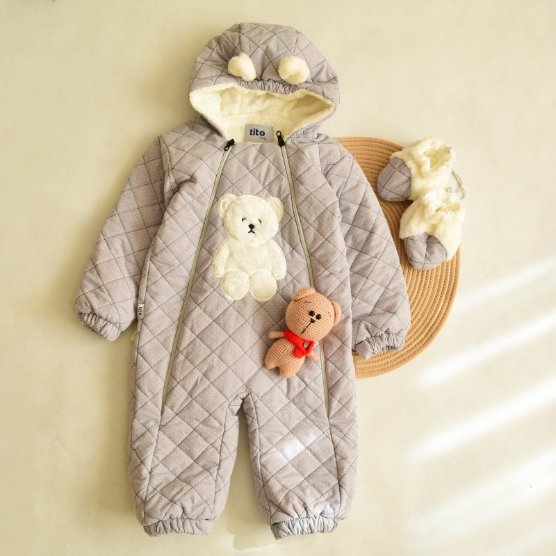 کاپشن سرهمی نوزاد با سِت پاپوش