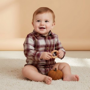 ​بادی پیراهنی چهارخانه آستین بلند