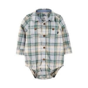 ​بادی پیراهنی چهارخانه آستین بلند