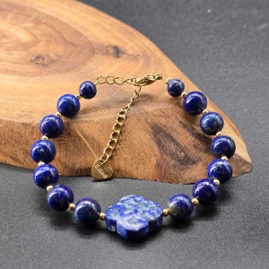 دستبند لاجورد و پلاک لاجورد شبدر