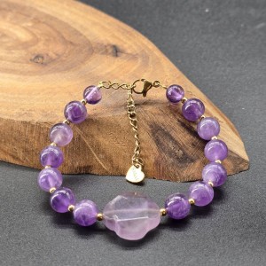 دستبندآمیتیست و پلاک آمیتیست شبدر