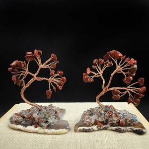 درختچه ثروت جاسپر سرخ واسلایس عقیق کد 1