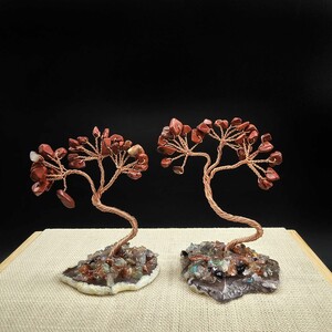 درختچه ثروت جاسپر سرخ واسلایس عقیق کد 3