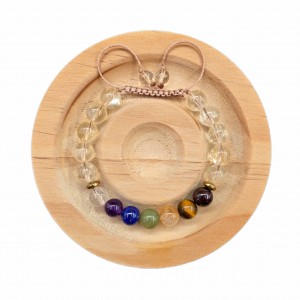 دستبند سنگ سیترین  شفاف و هفت چاکرا