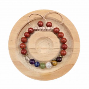 دستبند سنگ  جاسپر  سرخ و هفت چاکرا