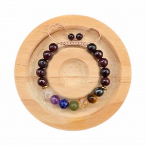 دستبند  سنگ گارنت سرخ و هفت چاکرا