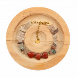 دستبند ترکیبی کوارتز روتایل نامنظم و قلب جاسپر