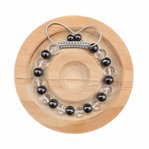 دستبند سنگ کریستال کوارتز و حدید (مردانه)