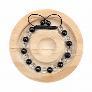 دستبند سنگ کریستال کوارتز و تورمالین سیاه (مردانه)