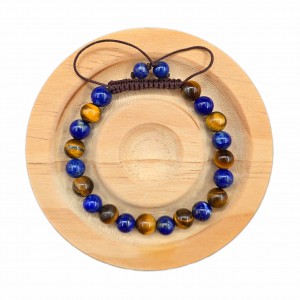 دستبند  سنگ چشم ببر و لاجورد (مردانه)