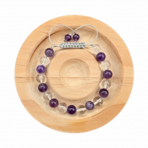 دستبند سنگ آمیتیست و کریستال کوارتز