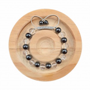 دستبند سنگ کریستال کوارتز و حدید