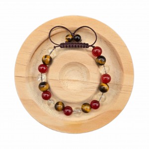 دستبند سنگ عقیق سرخ و سیترین و چشم ببر