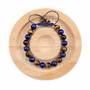 دستبند سنگ چشم ببر و لاجورد