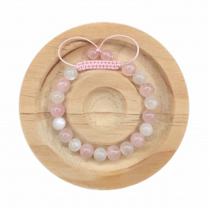 دستبند سنگ کوارتز صورتی  ماداگاسکار و مون استون