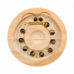 دستبند سنگ  چشم ببر و سیترین شفاف