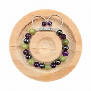 دستبند سنگ آمیتیست و حدید و یشم کانادا