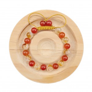 دستبند سنگ  عقیق سرخ و سیترین  کوارتز