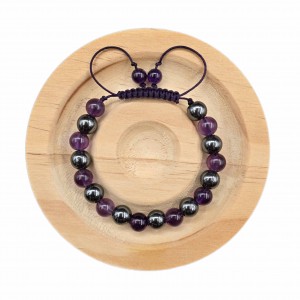 دستبند سنگ آمیتیست و حدید