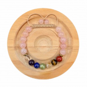 دستبند سنگ کوارتز صورتی  ماداگاسکار و هفت چاکرا