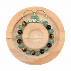 دستبند سنگ چشم ببر و آونتورین سبز