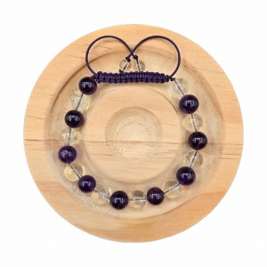 دستبند سنگ آمیتیست تیره و سیترین شفاف