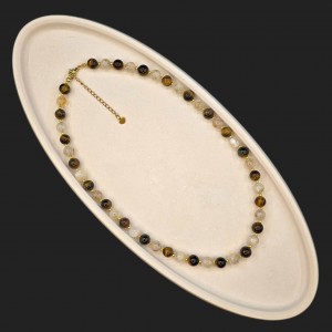 گردنبند سیترین کوارتز  و چشم ببر