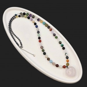 گردنبند ویژه 50 سنگ با پلاک قلبی کوارتز