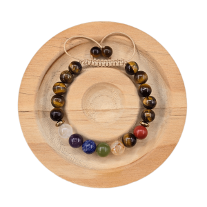 دستبند سنگ  چشم ببر و هفت چاکرا