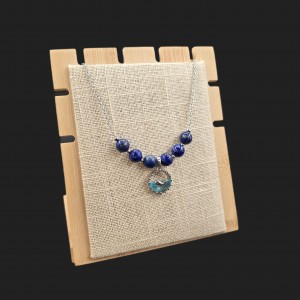 گردنبند لاجورد با پلاک وال استیل