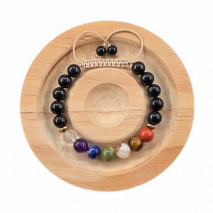 دستبند سنگ تورمالین سیاه و هفت چاکرا