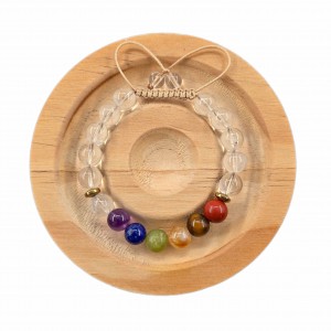 دستبند  سنگ کریستال کوارتز و هفت چاکرا