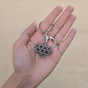 جاکلیدی قلب سه بعدی حدید نقره ای