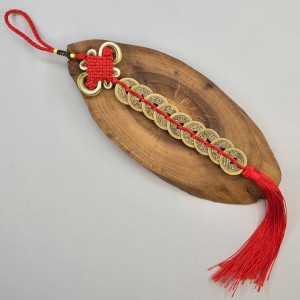 رشته سکه فنگشویی با گره عشق زری دار