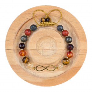 دستبند سنگ مانی مگنت و پلاک بی‌نهایت استیل