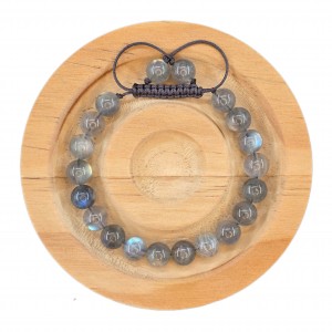 دستبند سنگ مون استون خاکستری(لابرادوریت) درجه 1