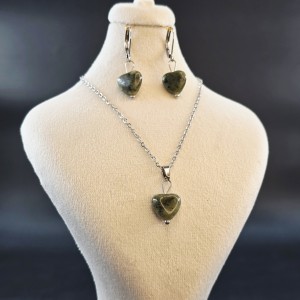 نیم ست قلبی یشم سرپانتین