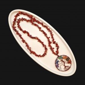 گردنبند جاسپر نامنظم با درخت زندگی سنگی