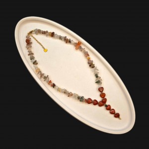 گردنبند کوارتز روتایل نامنظم و قلب جاسپر