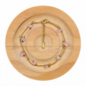 دستبند سنگ کوارتز صورتی زنجیری