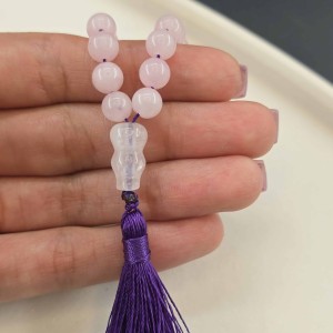 تسبیحک 33 عددی آمیتیست و کوارتز صورتی و شیخک کدوقلیانی کوارتز صورتی