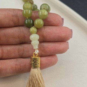 تسبیح 33 عددی یشم کانادا و شیخک کدوقلیانی یشم