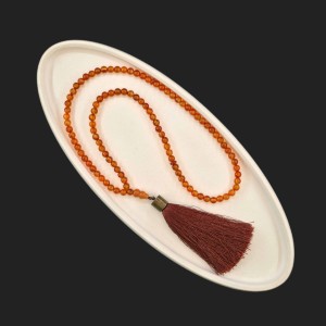 تسبیح 101 عددی عقیق کارنلین و شیخک کدو قلیانی اونتورین نارنجی