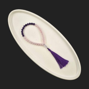 تسبیحک 33 عددی آمیتیست و کوارتز صورتی و شیخک کدوقلیانی کوارتز صورتی